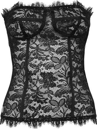 Philipp Plein Top Bustier Kant - Dames - Tops zonder mouwen - Zwart - L - Polyester - Tops