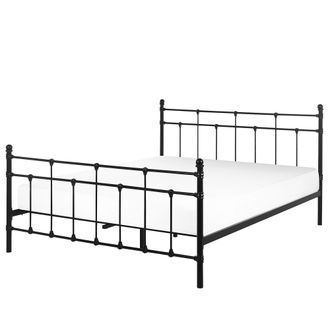 Beliani Cama De Metal Negra 160 X 200 Cm Con Cabecero Decorativo Dise&ntilde;o Moderno Lynx