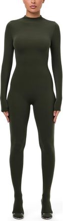 Naked Wardrobe Long Sleeve Closed Toe Jumpsuit in Dark Olive at Nordstrom, Size X-Small