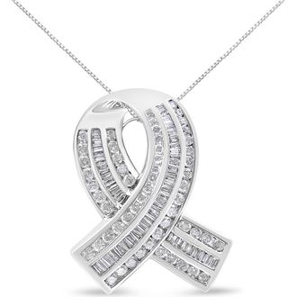 House of Brilliance 14K White Gold 2 5/8 Cttw Diamond Awareness Ribbon Pendant - Chain Not Included at Nordstrom