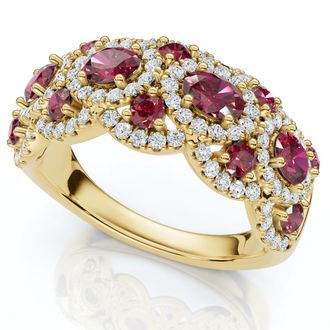 Pompeii3 1Ct Wavy Ruby & Diamond Ring 14k Gold Lab Grown