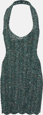 Saint Laurent Abito corto in mesh con paillettes