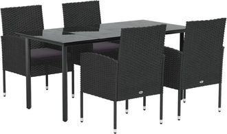 vidaXL Set De Muebles Jard&iacute;n 5 Pzas Con Cojines Rat&aacute;n Sint&eacute;tico Negro Vidaxl