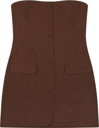 Jean Paul Gaultier Brown Stripes Strapless Mini Dress