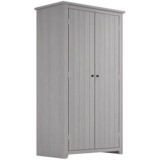 LPD Furniture Havana 2 Door Wardrobe (Pack of 2) - Pine/Metal - L57 x W103 x H188 cm - Grey/Pewter - Flat Pack