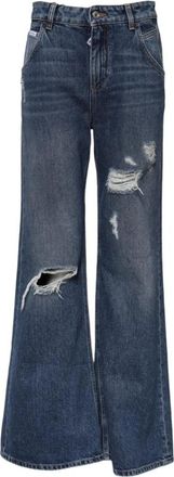 Dolce & Gabbana Hoge Taille Wijde Pijp Denim Jeans - Dames - Loose Fit Jeans - Blauw - 2XS - Denim - Jeans