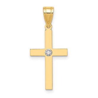 Diamond2Deal 14k Yellow Gold Polished.01 carat Diamond Cross Pendant