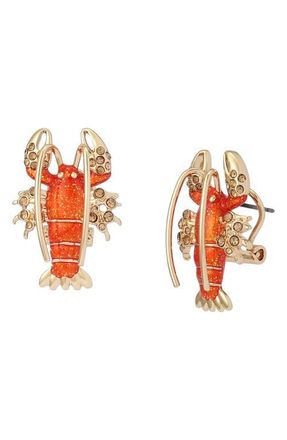 Betsey Johnson Lobster Stud Earrings in Red at Nordstrom