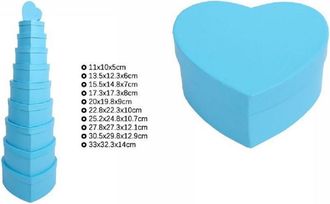 Trade Shop Trade Shop - Set 10pz Scatole Box Per Regali Varie Misure Matrioska Forma Cuore Celeste 71956