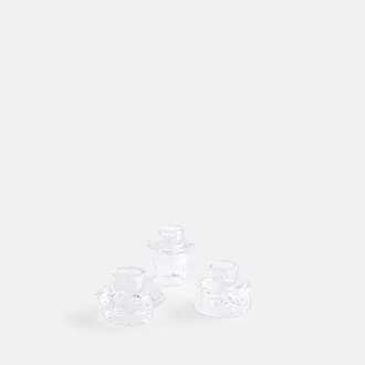 La Redoute Interieurs Set van 3 kandelaars van transparant glas met structuur, NEO