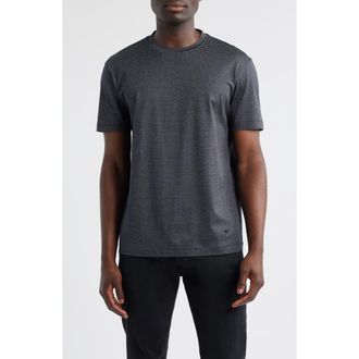 Emporio Armani Grid Print Lyocell & Cotton T-Shirt in Charcoal at Nordstrom Rack, Size Xx-Large