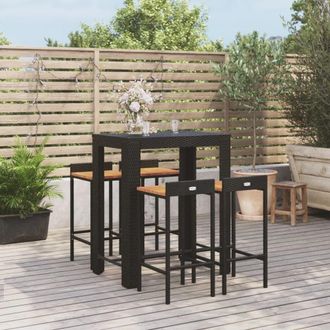 Berkfield Home 5 Piece Garden Bar Set Black Poly Rattan&Solid Wood Acacia