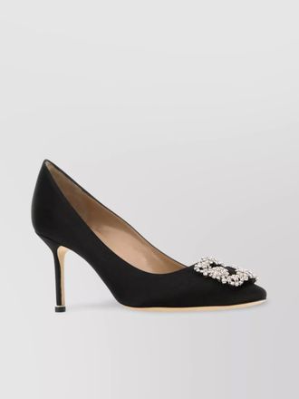 Manolo Blahnik satin hangisi pumps embellished detail