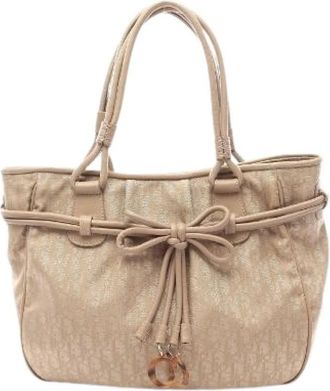 Dior Pre-owned Trotter Leather Nylon Canvas Handbag - Dames - Vintage Shopper - Beige - ONE Size - Nylon - Vintage