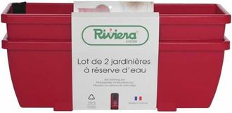 Riviera & Bar Riviera - Bac A Flores Eva - Lote De 2 Jardineras - Pl&aacute;stico - 57 Cm - Rojo