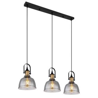 Netlighting Dorothea Bar Pendant Ceiling Light Black Glass Shade 3x E27