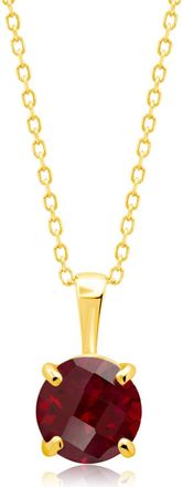 MAX + STONE 14k Yellow or White Gold 6mm Gemstone Round Pendant Necklace with 18 Inch Chain