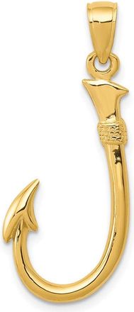 Diamond2Deal 10k Yellow Gold 3D Fish Hook Pendant