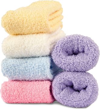 Generic Fluffy Socks for Women and Girls, 5 Pairs Warm Soft Cosy Bed Socks Ladies Thermal Fleece Fuzzy Slipper Socks for Winter, UK 4-8