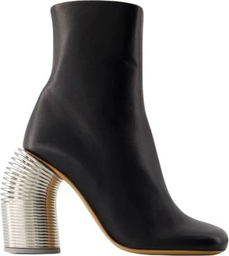 Off-white Silver Spring Enkellaarsjes - Leer - Dames - Laarzen met Hak - Zwart - 36 EU - Leer - Schoenen