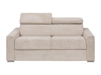 Vente-Unique Divano letto 3 posti a ribalta Posto letto 140 cm Materasso 22 cm in Velluto coste Beige - VIZIR