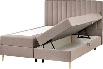 Beliani Divan Bed with Storage Fabric OFFICER 160 x 200 cm (EU King Size) Taupe