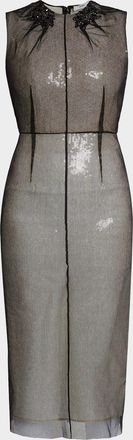 Erdem Embellished Organza Sleeveless Sequin Midi Dress