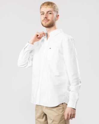 Lacoste Mens Casual Long Sleeve Woven Shirt - White - Size Medium