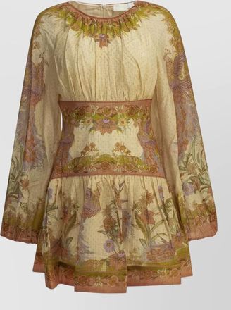 Zimmermann indra dress long sleeves floral sheer
