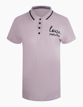 Love Moschino Womens Love Moschino Signature Logo Pink Polo Shirt - Purple - Size: 18/16