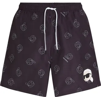 Karl Lagerfeld Ikon all-over-print swim shorts - men - Polyester - S - Black