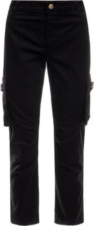 Twinset Zwarte Cargo Jeans met Diamanten Bloemzakken - Dames - Broeken - Zwart - W26 - Katoen - Broeken