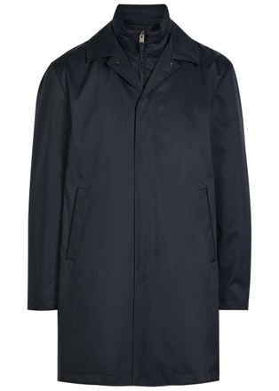 Canali Layered Woven Coat - Navy - 52 (IT52 / XL)