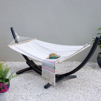 PRIMROSE Ivory Hammock with Charcoal Wooden Stand