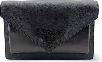 Prada Saffiano Soft Calf Envelope Clutch Black