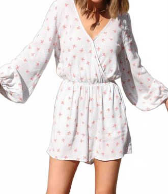 Lovestitch Neve Polka Dot And Floral Pattern Romper In Ivory