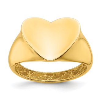 Diamond2Deal 14k Yellow Gold Polished Heart Signet Ring