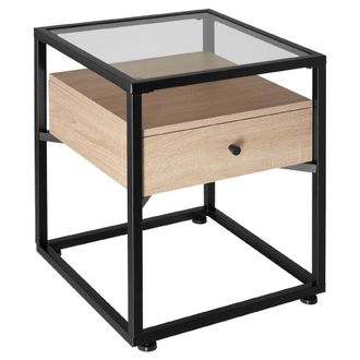 TecTake Mesilla de noche 43x45x54,5cm, madera industrial clara, roble Sonoma