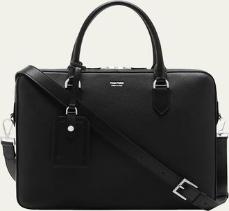 Tom Ford Mens Elliot Large Briefcase in Grained Leather