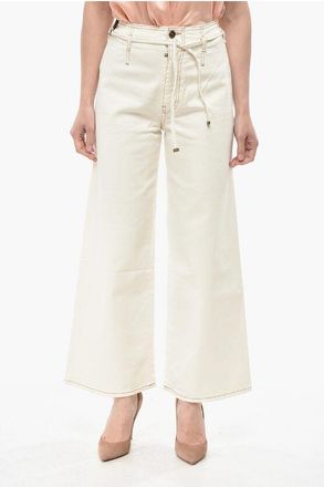 Etro Wide-Leg Trousers with Topstitching and Drawstring size 26