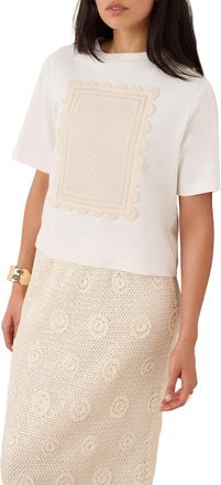 Mint Velvet Crochet Panel T-Shirt in Ivory at Nordstrom, Size X-Small