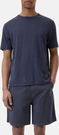 Closed Linen Blend Crew T-Shirt In Smoky Blue