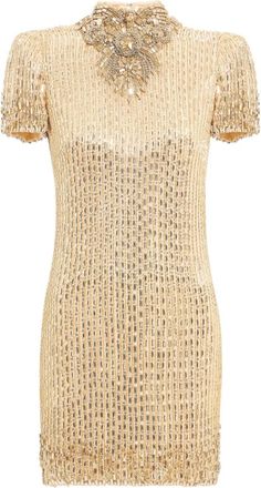 Jenny Packham Kitty mini-jurk met col verfraaid met kristallen - Goud