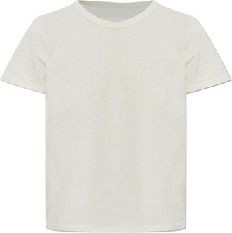 Maison Margiela T-Shirt met Geborduurd Logo - Dames - T-shirts - Beige - M - Katoen - Tops