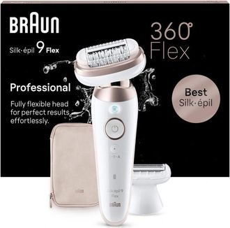 Braun Silk-&eacute;pil 9 Flex Epilatore Wet & Dry 9-011 3d, Testa Flessibile 360&deg;, 40 Pinzette, Oro