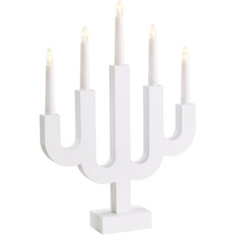 Beliani Candelero De Navidad Led Para Interiores Accesorio Decorativo Iluminaci&oacute;n Mdf Blanco Bjorkan