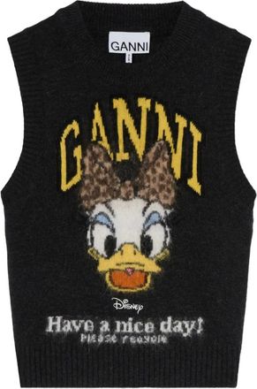 Ganni x Disney top met grafische print - Zwart