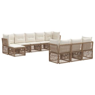 vidaXL Conjunto De Sof&aacute;s De Jard&iacute;n 10 Pcs Beige Rat&aacute;n Sint&eacute;tico Vidaxl