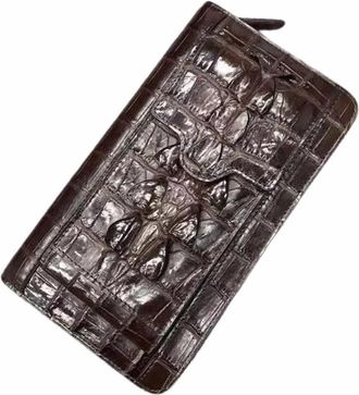 Generic tote handbag for women Authentic True Crocodile Skin Mens ZIP Brown Phone Clutch Wristlets Purse Genuine Exotic Alligator Leather Male Card Bag