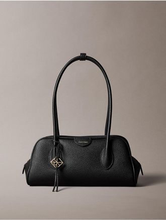 Calvin Klein Womens Emblem Logo Shoulder Bag - Black